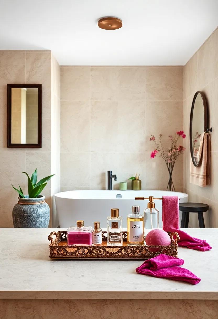 Vintage Trays: Style a vintage ⁤tray with velvet accents for displaying perfumes or beauty products—an easy way to ⁢bring​ together function⁢ and decor