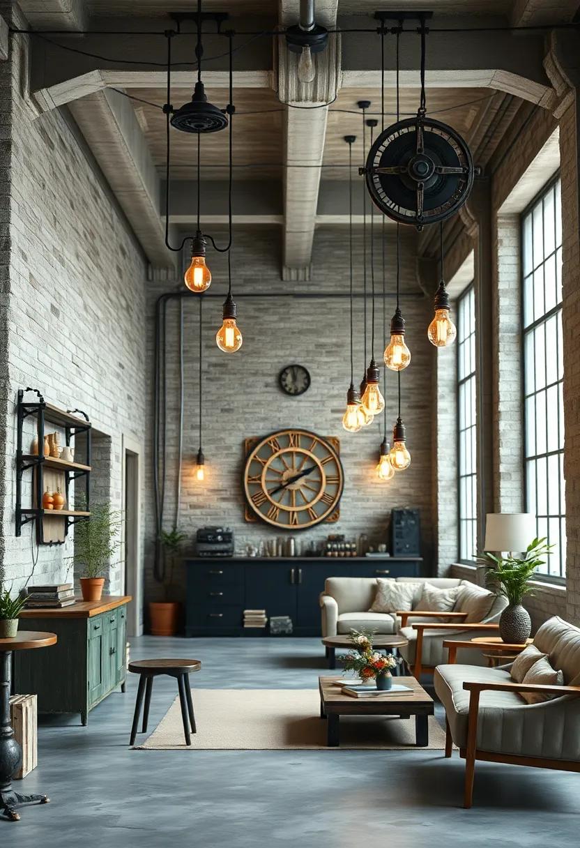 Industrial Elegance: An⁢ old ‌factory turned residence features exposed ‌Edison bulbs⁣ dangling from vintage​ pulleys, ⁤perfectly embodying the fusion of ‌historical charm ⁢and contemporary flair