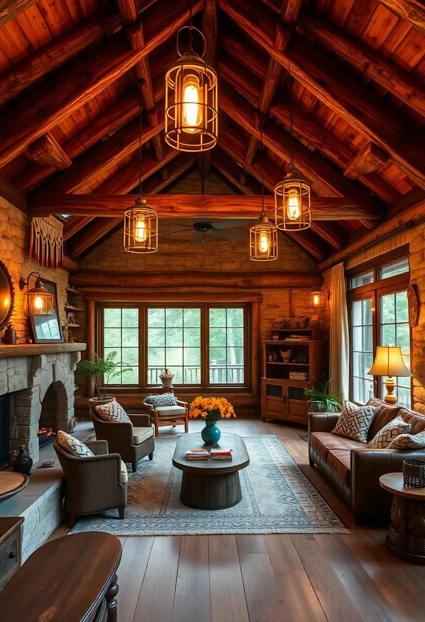 Cozy Cabin: This cozy log cabin is adorned with⁤ rustic lanterns that ‍hang from the rafters, letting‌ the warm light blend beautifully with ⁢the surrounding nature