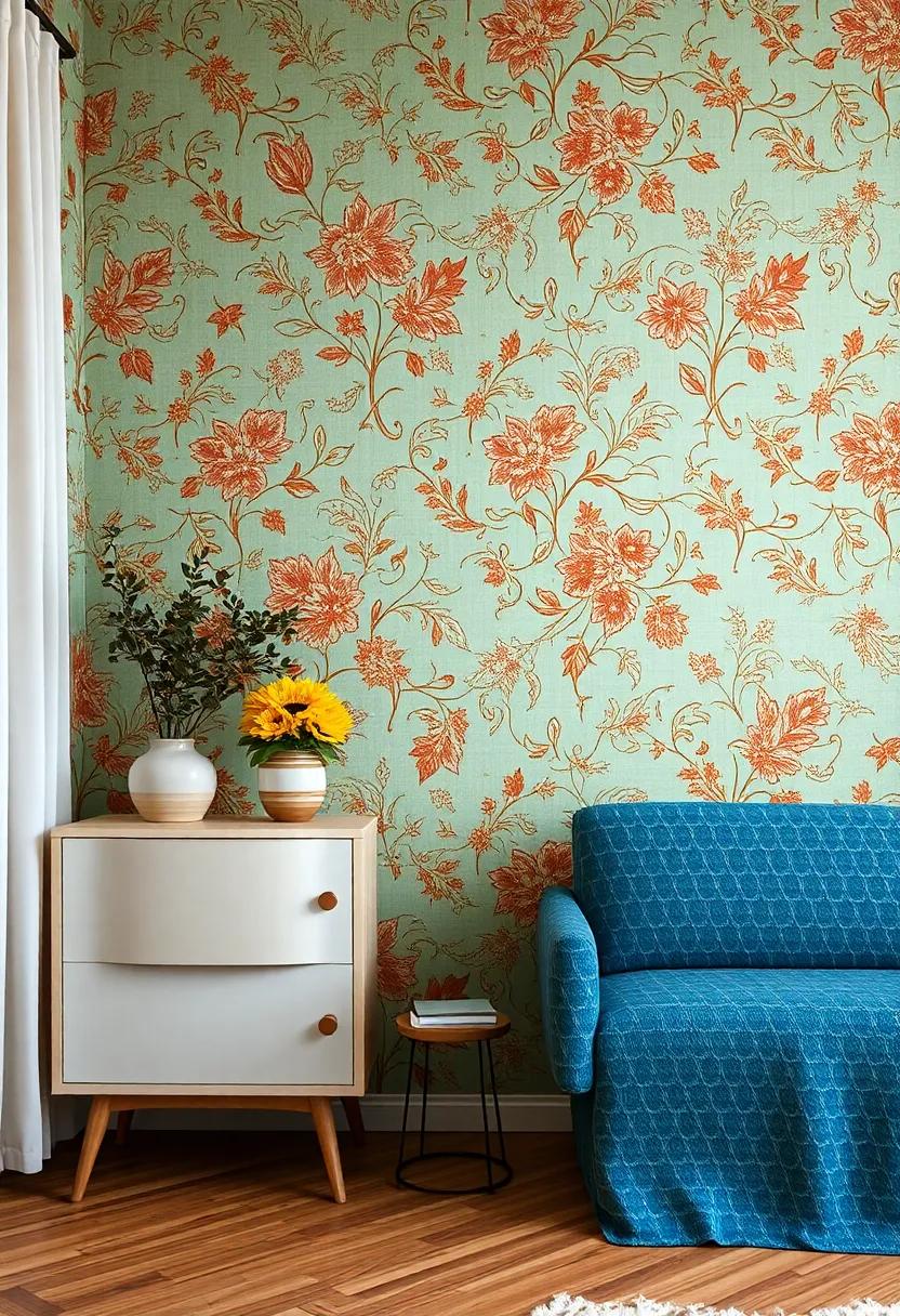 The Art of Layering Textiles with Vintage Wallpaper