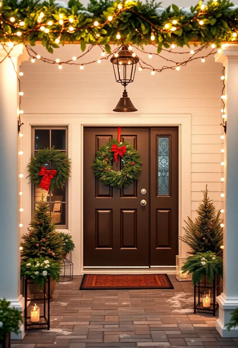 Frame your patio doorway‍ with lighted wreaths for a warm welcome to guests