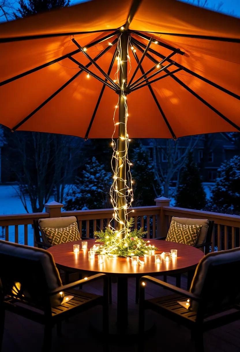 Transform your patio umbrella into a lighted ⁤centerpiece with⁢ string lights woven throughout