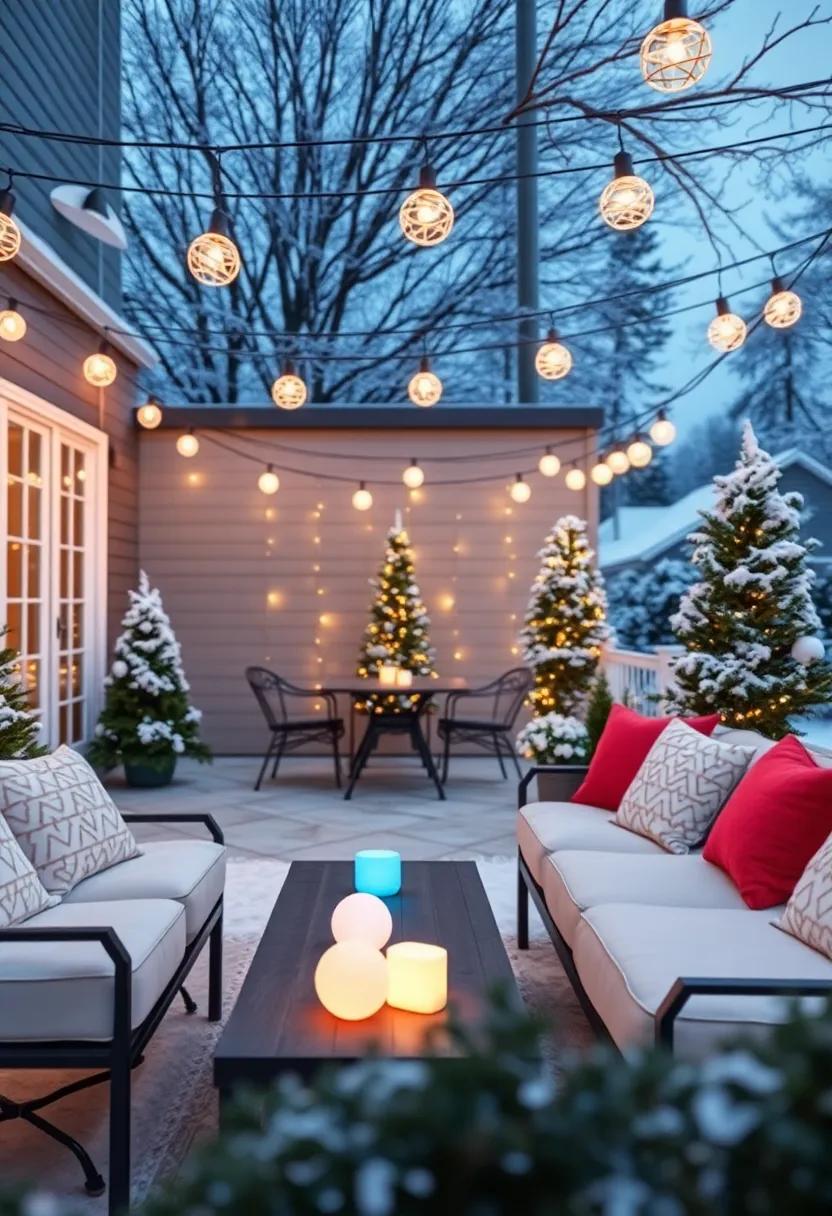 Incorporate colored globe lights around seating areas to create a playful atmosphere