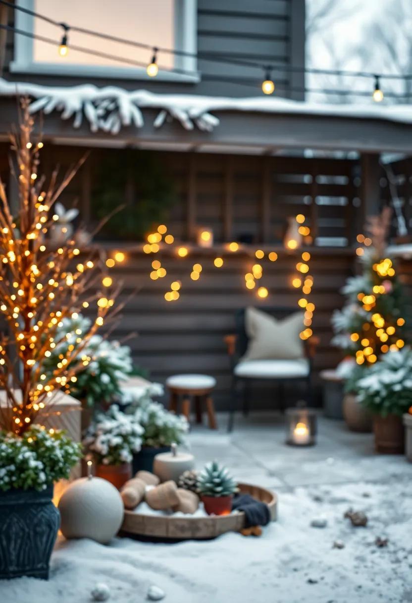 Create ​a ‌firefly effect by interspersing tiny lights among winter plants and decor