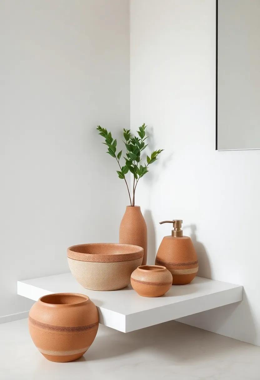 Clay or Ceramic Accessories: Introduce handmade clay‌ or⁢ ceramic containers to‌ store bathroom⁤ essentials