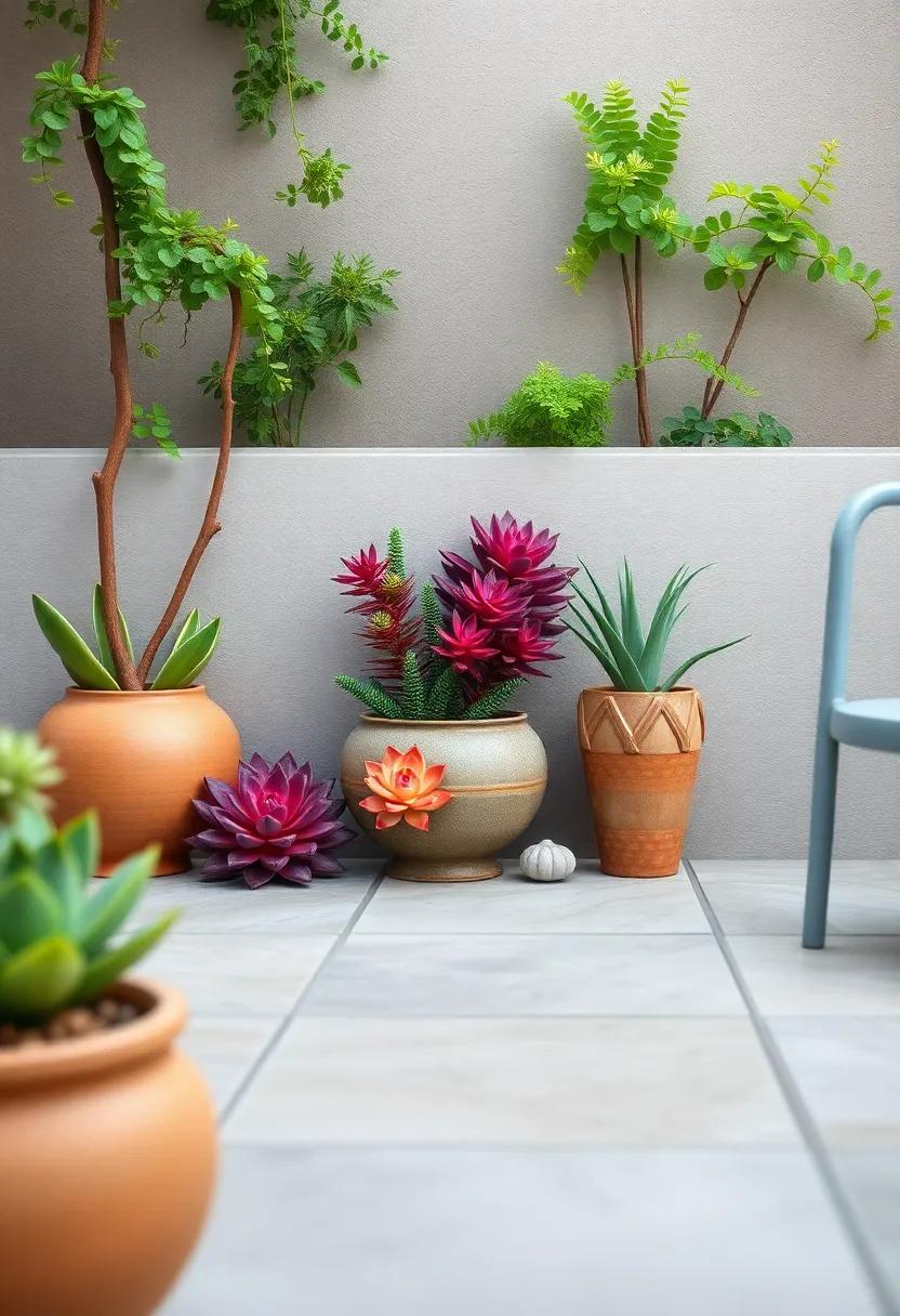 colorful Succulents: Brighten up your patio with vibrant succulent arrangements, which require little maintenance and add a pop of color to⁤ your tranquil space