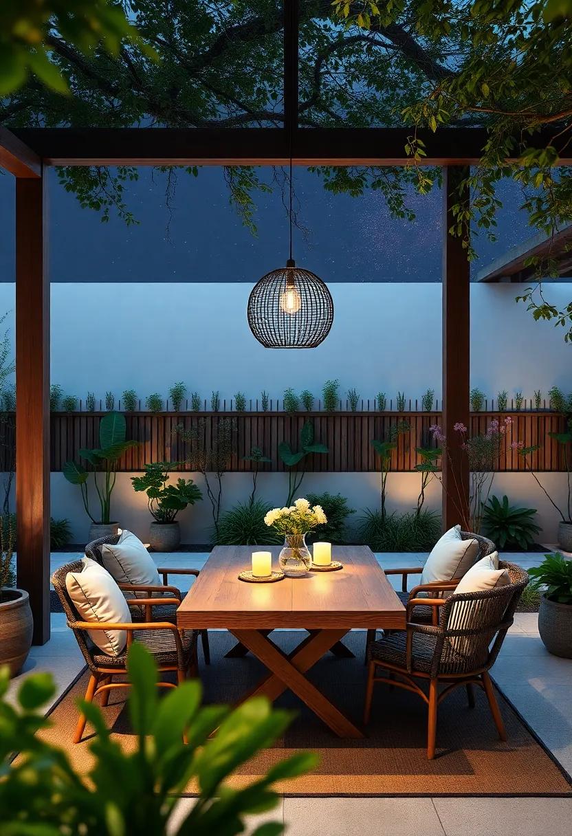 Intimate Dining area: design an intimate dining nook with natural materials and tasteful ⁢decor, perfect ⁣for ‍quiet meals under⁢ the stars, fostering connection and mindfulness