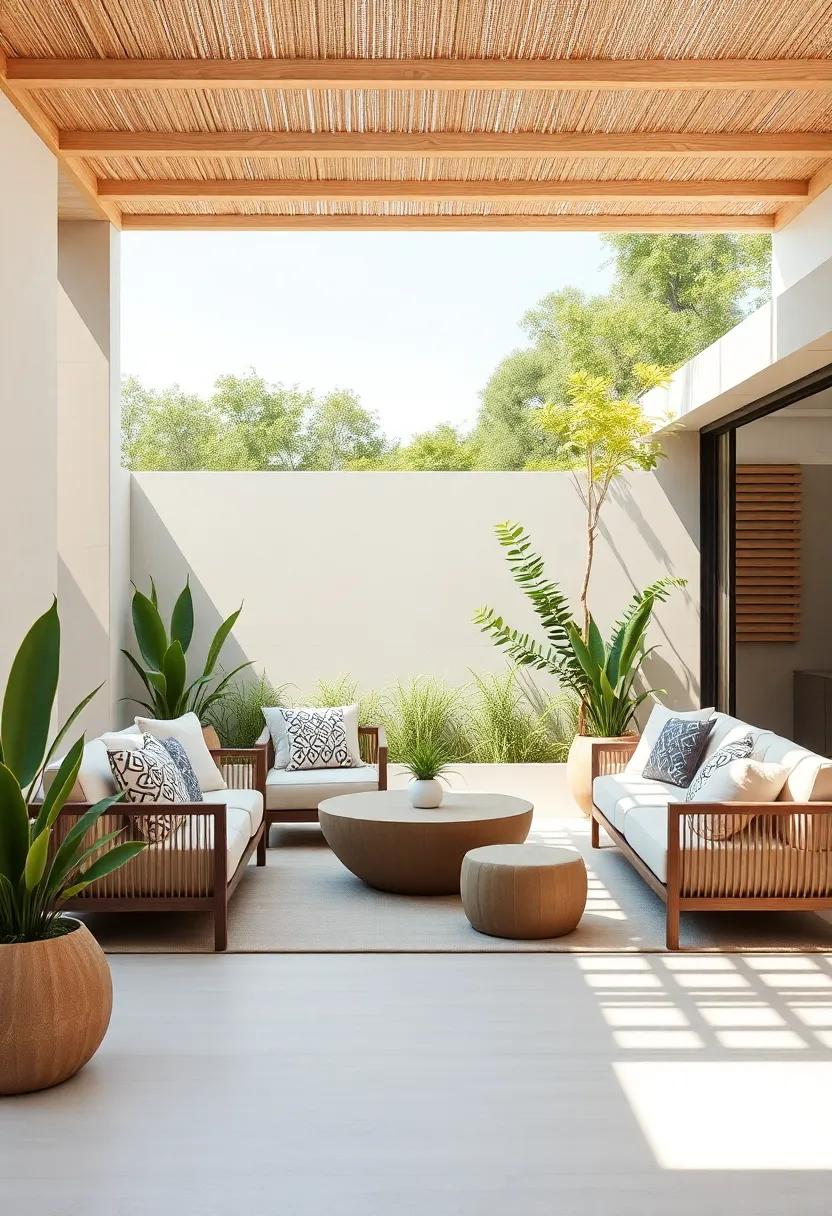 Outdoor Lounge: ⁤Design a comfortable⁤ lounge area with plush‍ sofas⁤ and ‌natural materials, ideal for relaxing while surrounded by the sights and sounds ⁢of⁣ nature