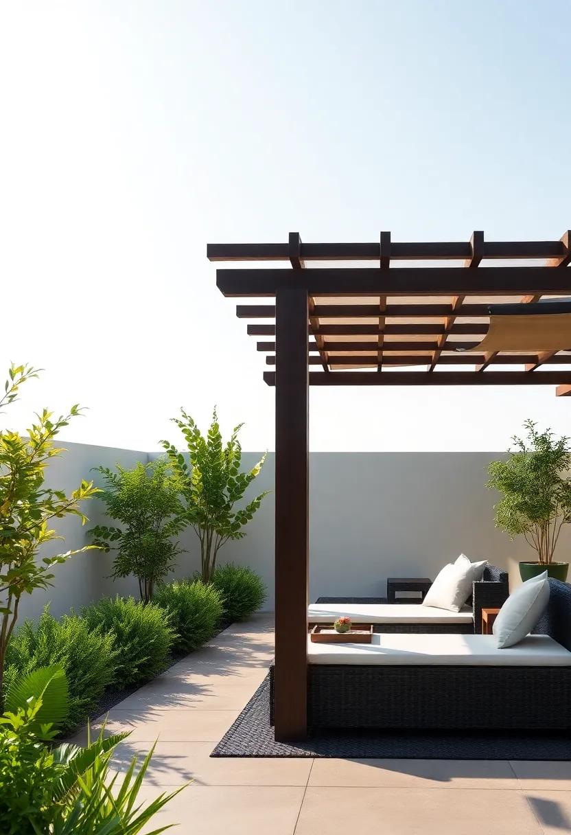 Shade⁤ Structures: Add a ⁣stylish pergola or shade sail to create cool, shaded areas ‌for relaxation, enhancing the peaceful ambiance of ⁢your patio
