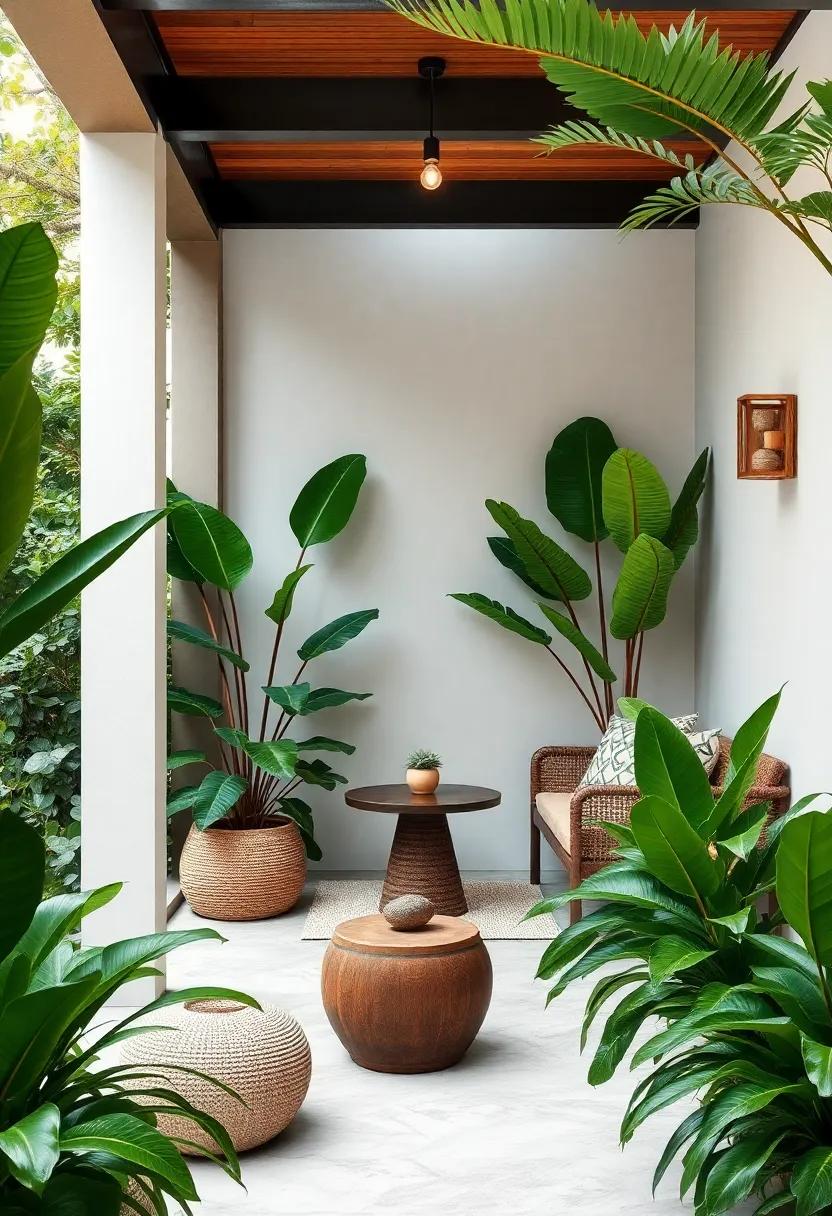 Tropical Vibe: Add ⁢oversized leaves and tropical⁤ plants for a lush,⁢ exotic ⁣feel that ⁤elevates your outdoor experience to a peaceful paradise