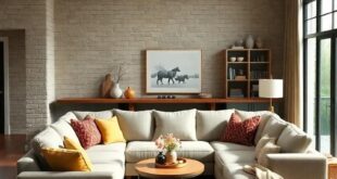 Cozy Farmhouse Living Rooms: Embracing Comfort with a Large Sectional Sofa