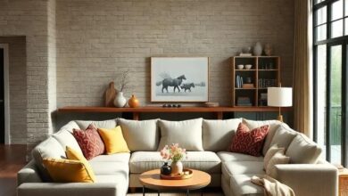 Cozy Farmhouse Living Rooms: Embracing Comfort with a Large Sectional Sofa