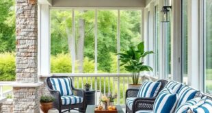 27 Stylish Ideas for Your Screened Porch with Trendy Striped Cushions