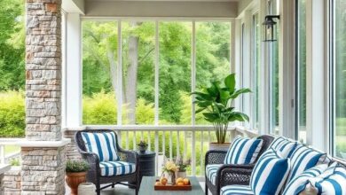 27 Stylish Ideas for Your Screened Porch with Trendy Striped Cushions