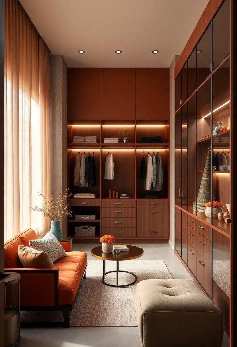 25 Stunning Ideas for a Luxury Walk-In Closet in Terracotta and Gold