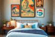 25 Charming Ideas to Create a Vintage Bedroom with Retro Posters for Timeless Style