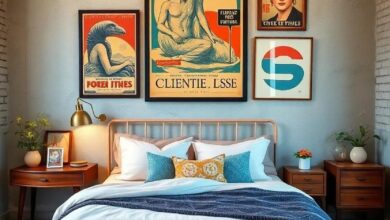 25 Charming Ideas to Create a Vintage Bedroom with Retro Posters for Timeless Style