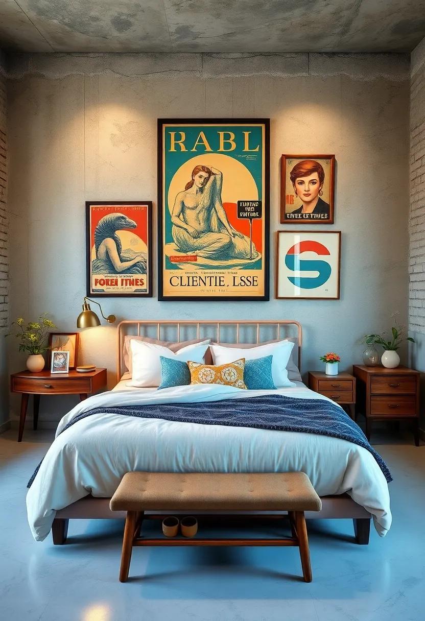25 Charming Ideas to Create a Vintage Bedroom with Retro Posters for Timeless Style