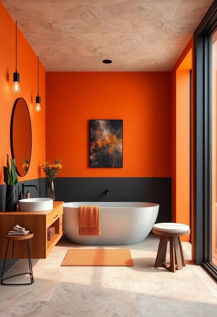 Tangerine Sunset: Bold orange​ with undertones of warmth that can energize the space while grounding it ‌with‍ black features