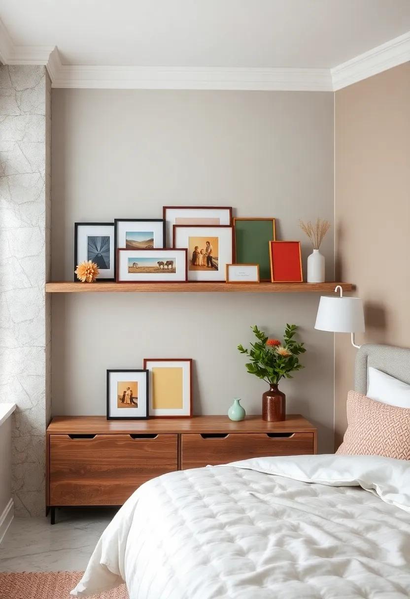 Group by color: Organize your⁤ frames by color to create a harmony⁢ that enhances⁣ the overall​ look of⁤ your shelf