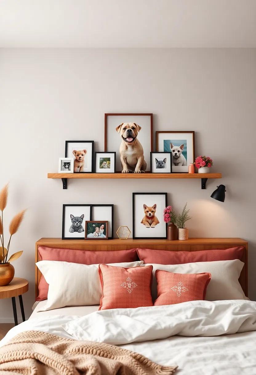 Frame your pets: Don’t forget to include adorable snapshots of⁢ your pets;‍ they make for heartwarming additions⁢ to any shelf