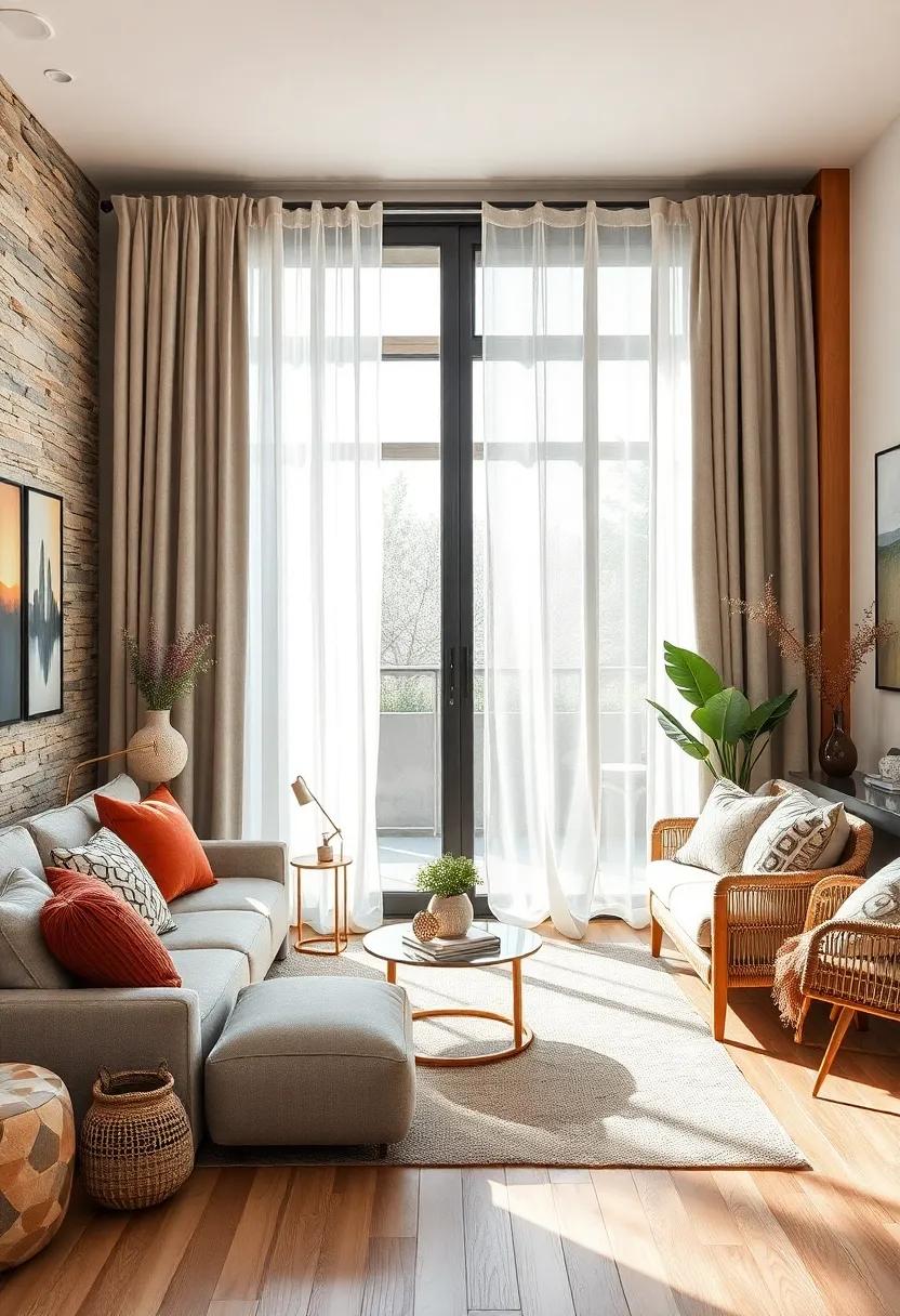 Layered curtains ⁤featuring ⁣sheer and heavy fabrics,creating intimacy while allowing light ‍to filter ⁤through