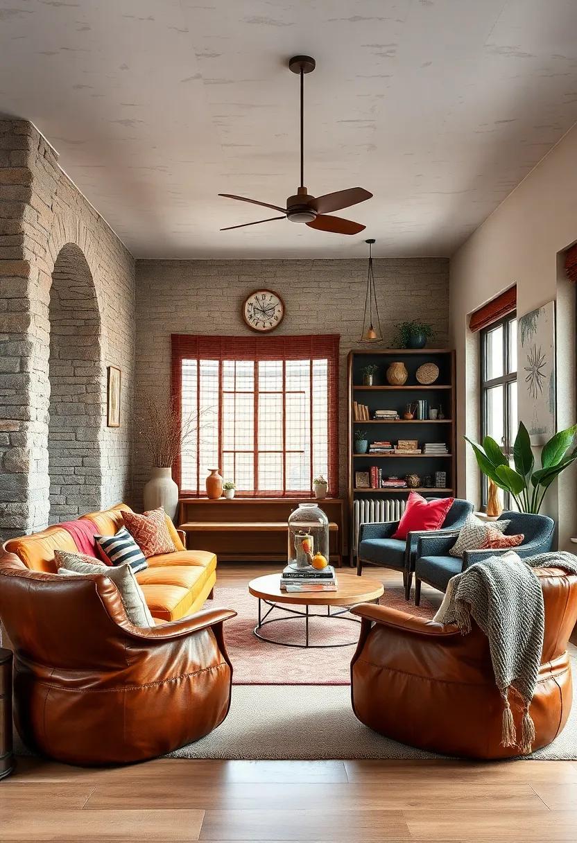 Vintage-inspired leather ‍accents, such as poufs or chairs, that add character and elegance