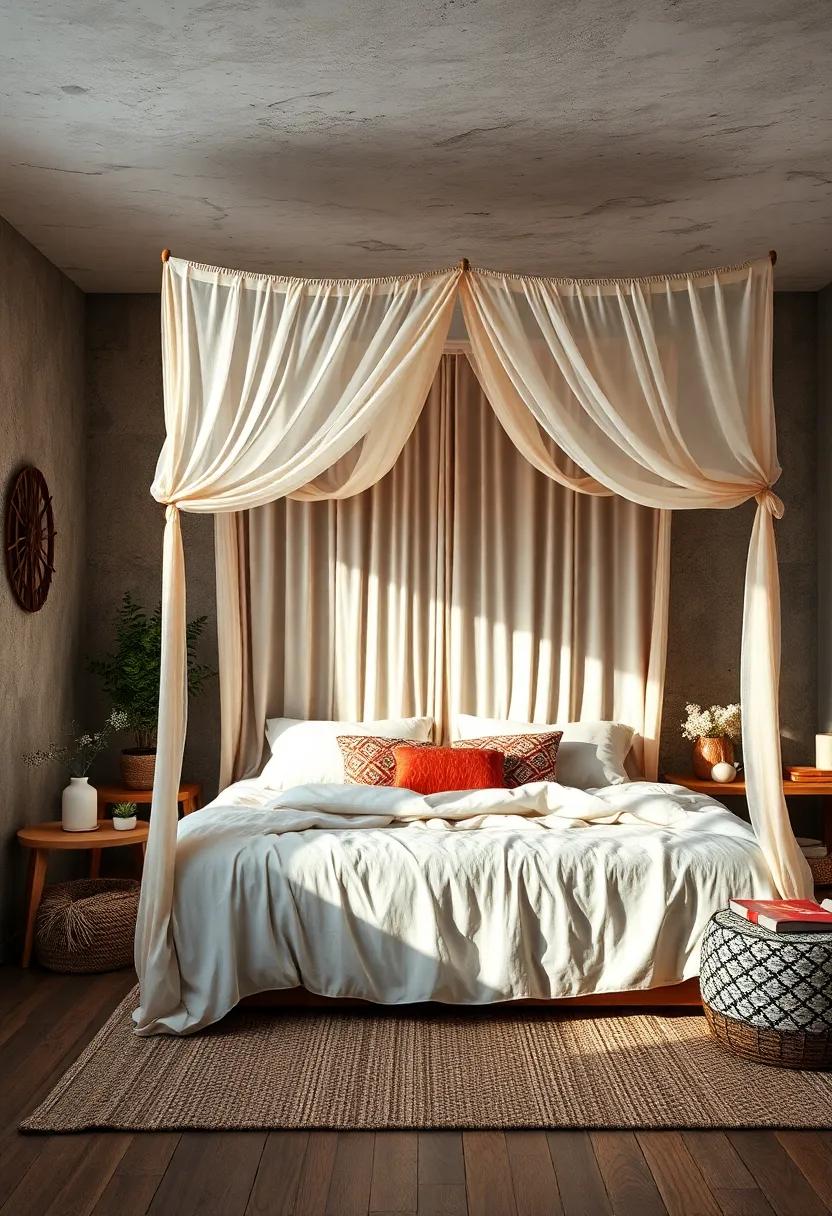 A​ dreamy ⁢canopied‌ bed ⁣draped in‌ sheer fabrics for⁢ a romantic and ​whimsical‍ vibe
