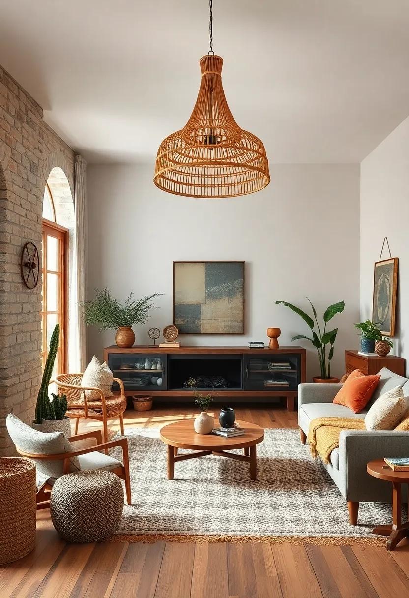 An oversized rattan pendant ⁣light⁢ that casts soft⁤ shadows and ⁣complements ​natural textures