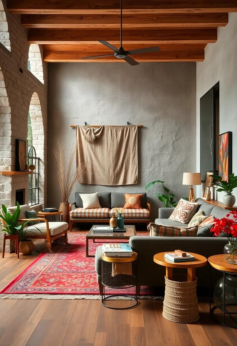 An eclectic mix of⁢ furniture styles, from bohemian to mid-century modern, fostering a sense of playfulness