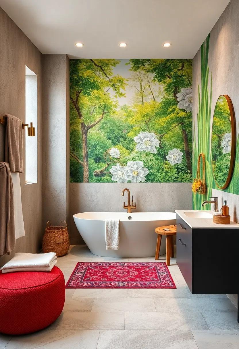 Nature-Inspired Murals: Infuse your bathroom with ⁤tranquility​ by painting⁤ nature⁤ scenes or using wall decals that bring the⁣ outdoors in