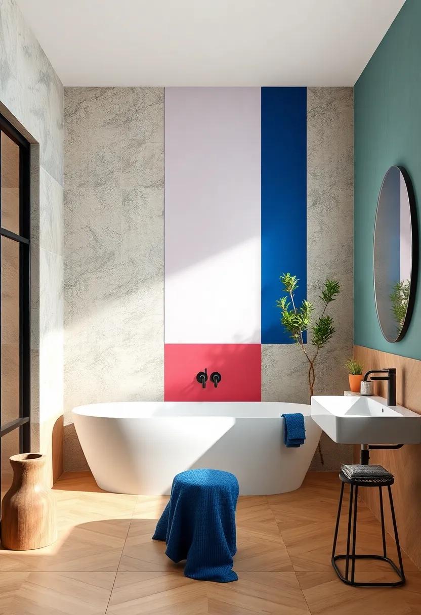Color-Blocked Walls:⁤ Use bold​ color blocks to segment different areas, adding ‍a ⁢modern twist and making ⁤the bathroom feel organized