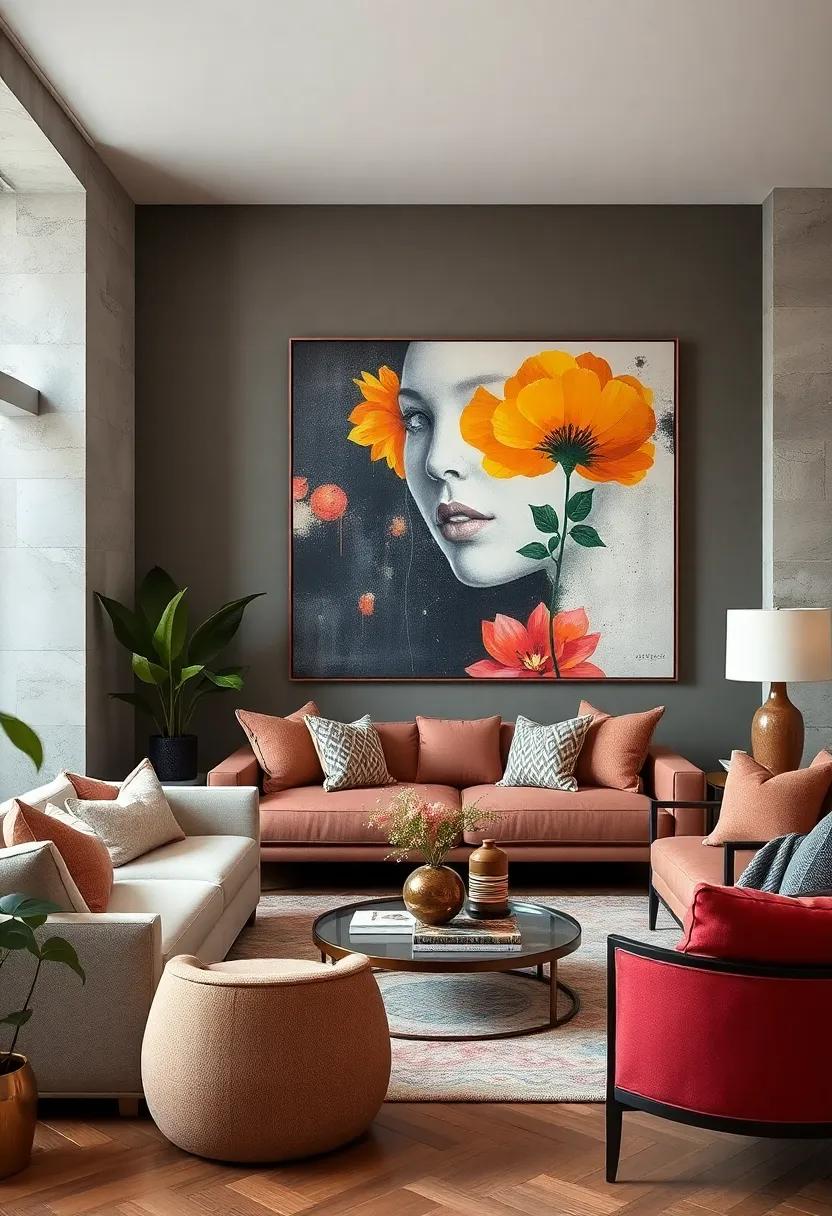 Statement Wall Art: Select large-scale art pieces that create an instant focal point in your living room or bedroom, setting an expressive tone