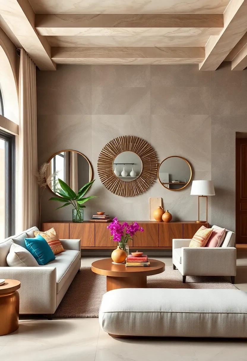 Artistic Statement Mirrors: Opt for mirrors with unconventional shapes and frames to reflect your style while visually expanding your space