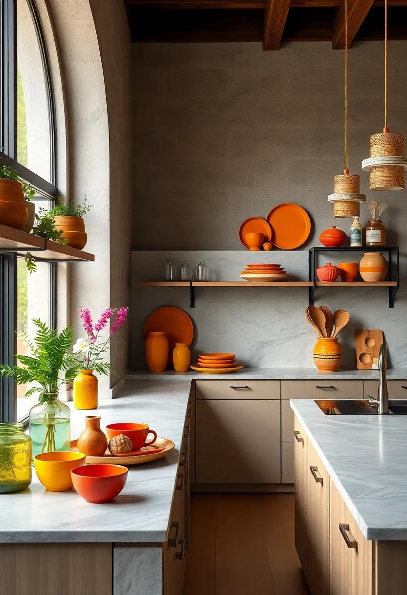 Eclectic Kitchen Accessories: Mix vibrant dishware and utensils that showcase your culinary flair and zest for colorful living