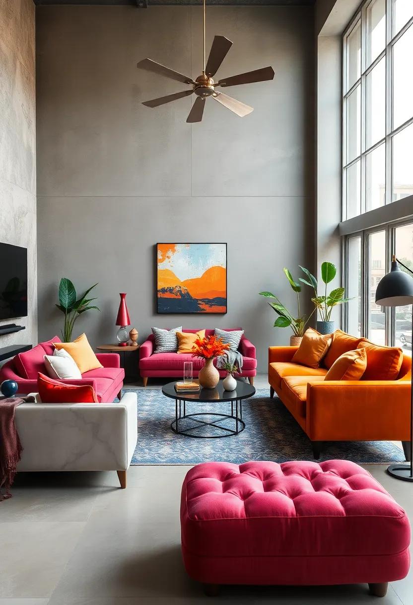 Embrace Colorful Contrasts: Combine⁢ vibrant hues across furniture and accessories to create a lively ⁢atmosphere‍ that ‌sparks joy and creativity