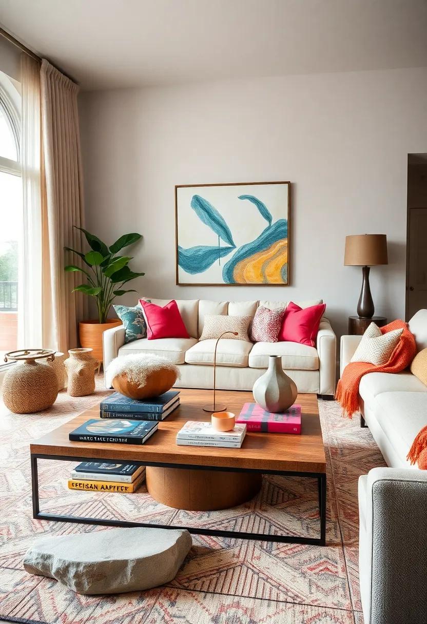 Curate a collaborative Coffee Table: Fill your coffee table with​ books, artisanal objects, and unique coasters to⁢ create an interactive⁤ centerpiece