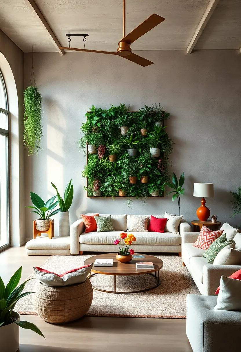 fashion a Wall of Plants: Use hanging​ planters‌ or vertical ‍gardens to​ create a living wall ​that breathes life into your​ living room décor