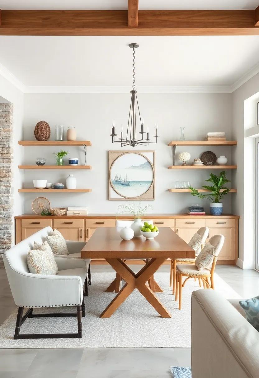 utilize Open Shelving: Display glassware and coastal decor‍ on ‍open ⁤shelves, making your dining room feel ‍airy⁤ while showcasing your personality