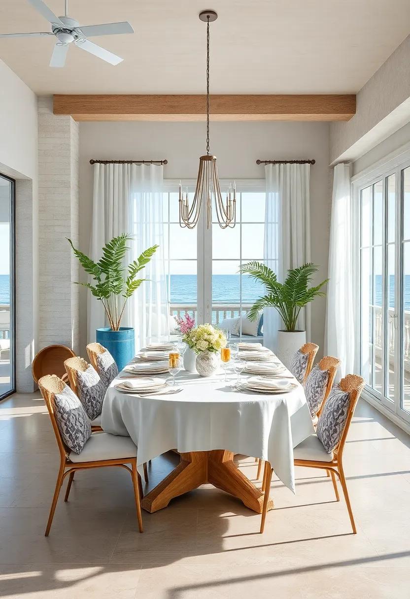 Choose light⁢ Fabrics: Use sheer curtains or lightweight linens for table settings that allow natural light to⁣ filter through, mimicking the gentle sea breeze
