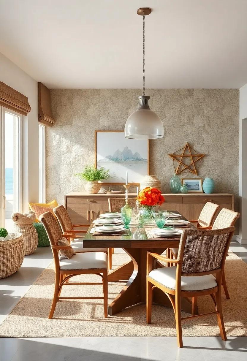 create a⁣ Focal Point: Design a captivating​ centerpiece using driftwood, candles, or‍ a ⁣cloche filled with ​seashells‌ to draw the eye and spark conversation