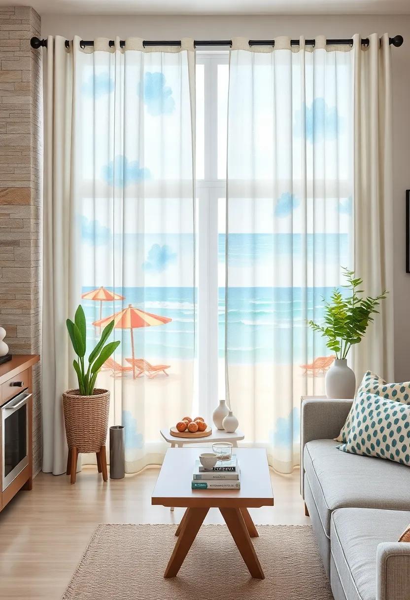 Artsy Coastal Watercolors: Opt for curtains showcasing beautiful watercolor beach scenes ‍to create⁢ an​ artistic ​flair that inspires relaxation