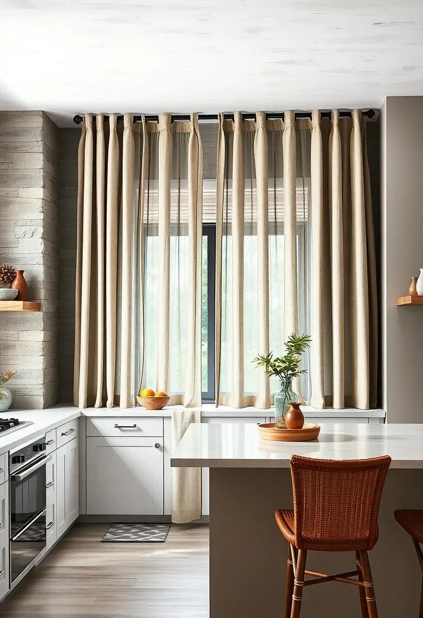 Driftwood-Inspired Textures: Opt for curtains that feature earthy, driftwood-like textures for a rustic yet chic coastal look