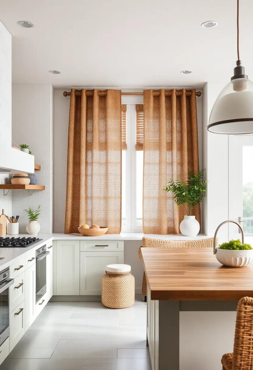 Rustic Seagrass Weave: Incorporate seagrass woven curtains for ⁤an eco-friendly choice that adds texture and ‍warmth to your kitchen