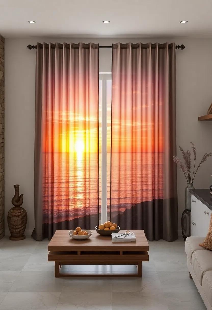 Scenic Sunset Views: Transform⁢ your space with curtains featuring stunning sunset imagery over calm seas, perfect​ for romantic evenings