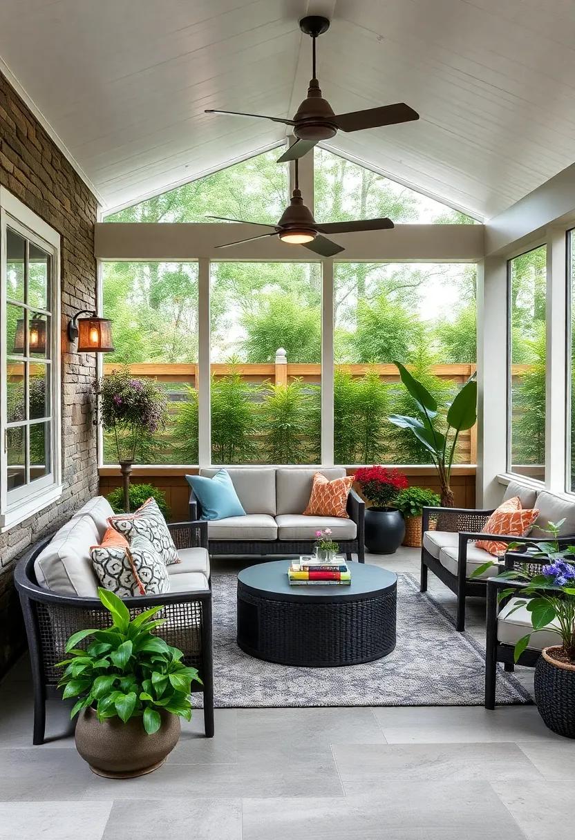 Tech-Savvy Design: Incorporate​ outdoor-friendly ‍electronics, such as Bluetooth speakers and charging stations, to enhance the functionality and⁢ enjoyment‍ of ⁤your screened porch