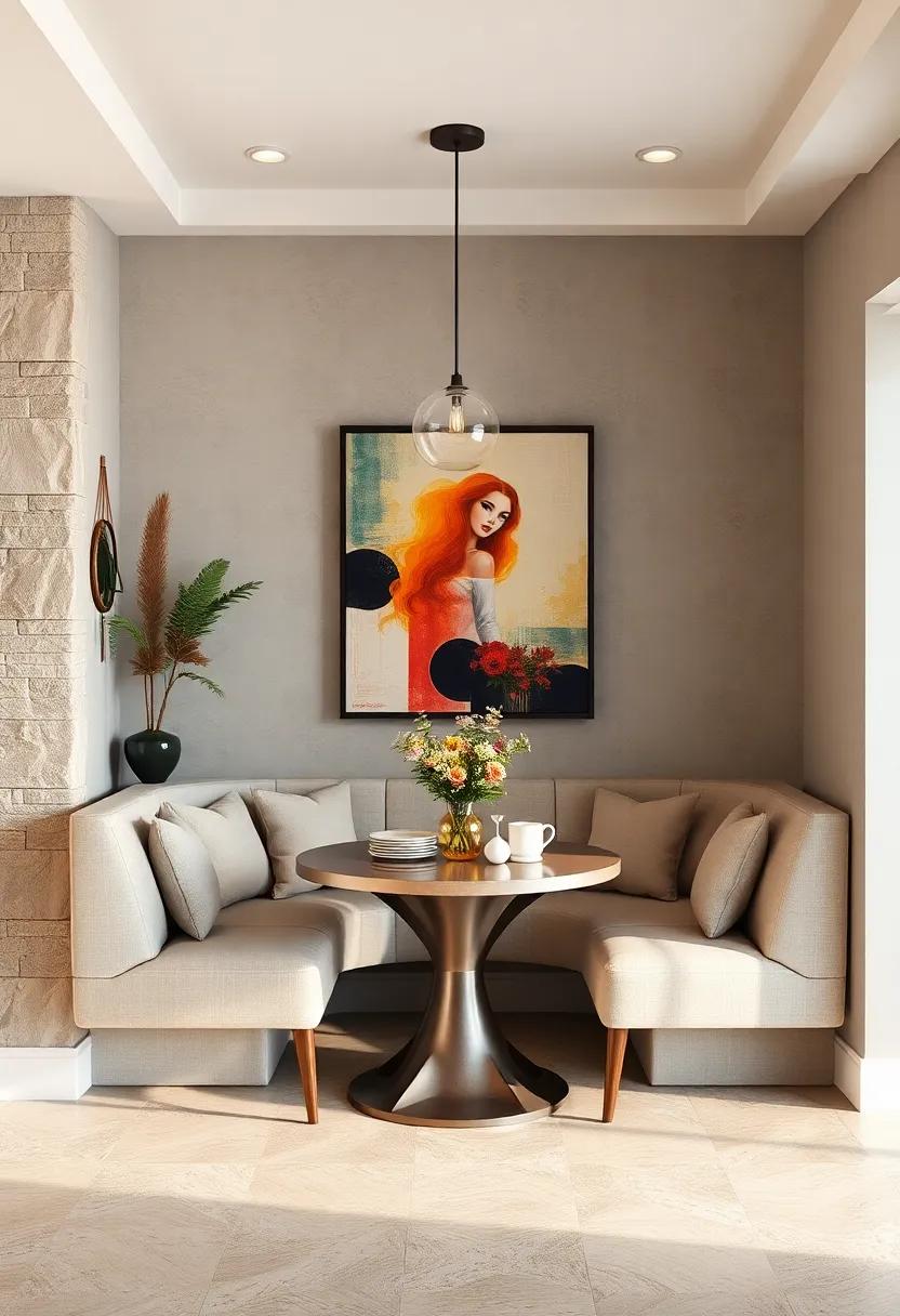 Artistic​ Accent: Use a large‍ piece of artwork or‍ a gallery wall in the nook ​to express your personality and serve as ‌a captivating backdrop