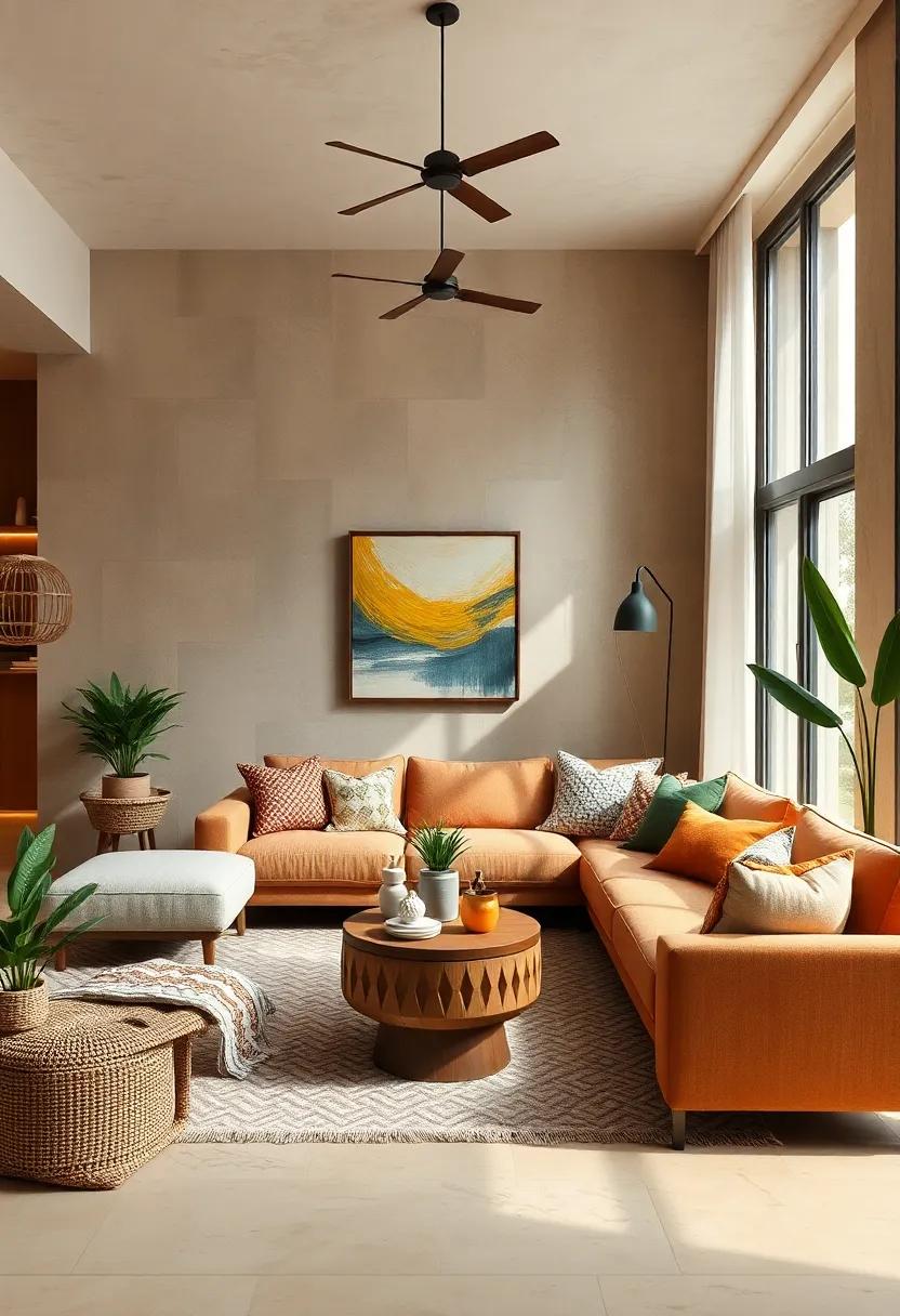 Embrace Earthy Tones: Opt for a‍ palette of warm browns, soft⁤ greens, and ⁤muted terracotta ⁣to evoke a sense of ​nature⁣ and ​tranquility in ‌your‍ living room