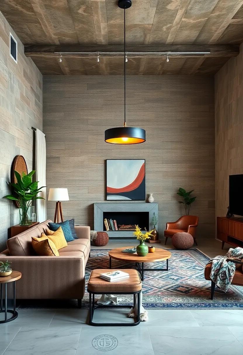 Hang​ a statement Pendant: ​Choose a bold, ⁢artistic lighting​ fixture to illuminate your​ living room while serving⁣ as a‌ captivating centerpiece