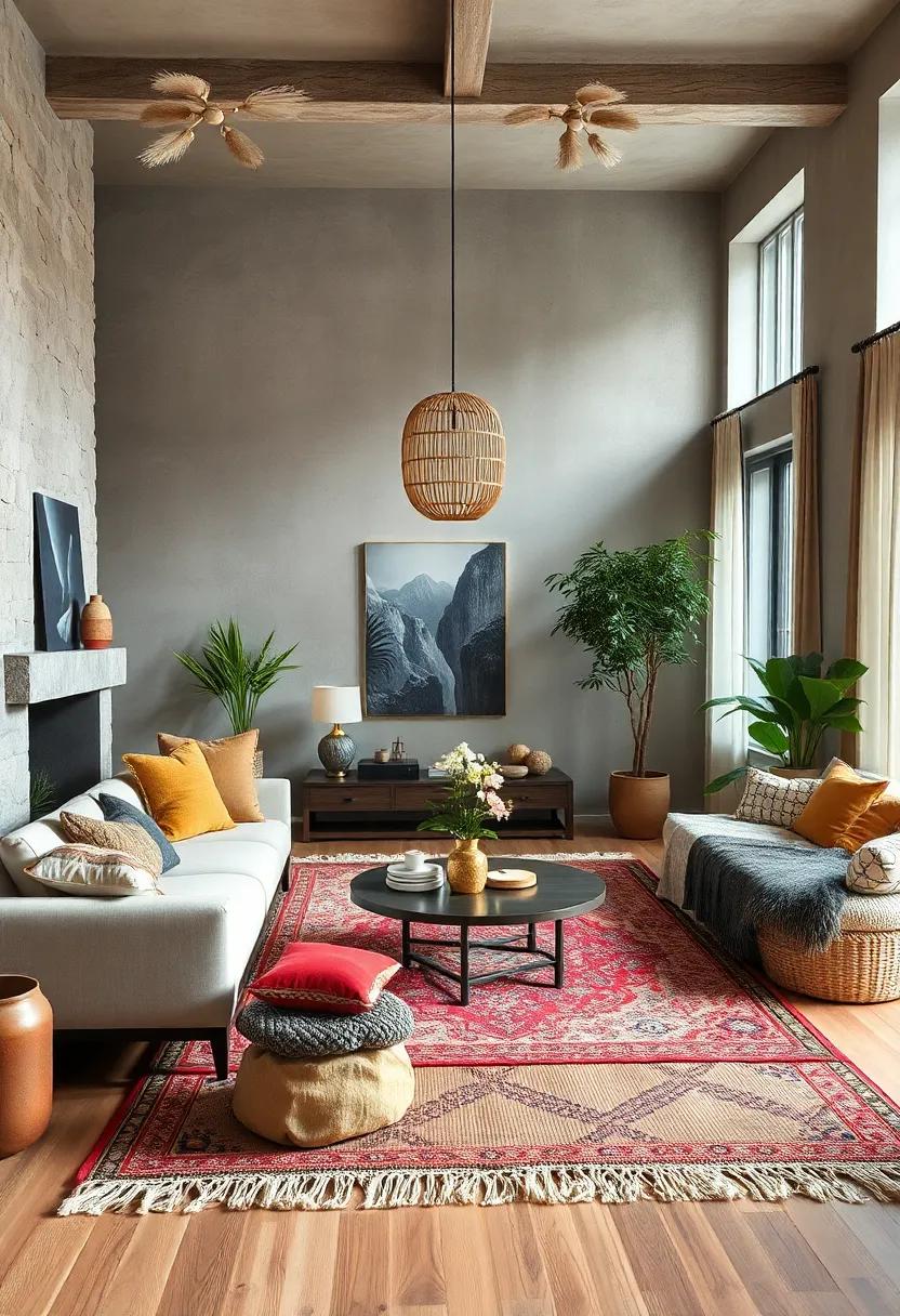 Layer Rugs: Combine⁣ different ​rugs of varying sizes⁢ and‍ textures to ​add depth and ⁣comfort to your ⁣living area, enhancing its bohemian feel